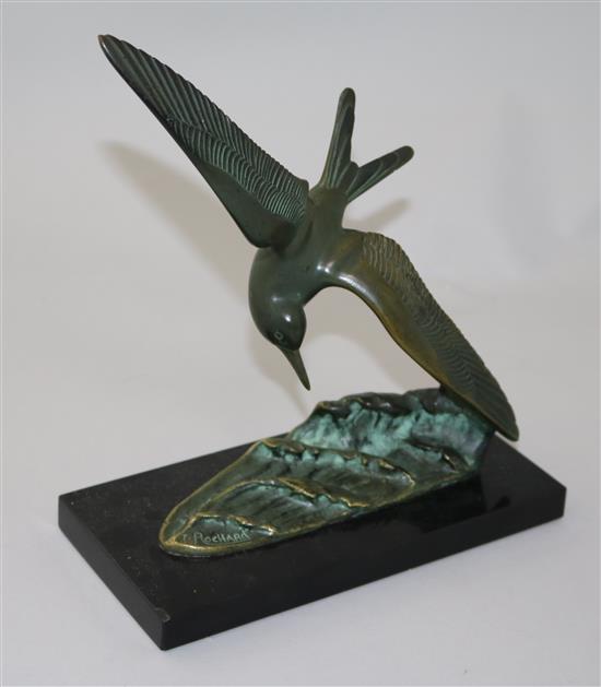 Irenee Rochard (1906-1984). A patinated bronze model of a tern, 8.25in.